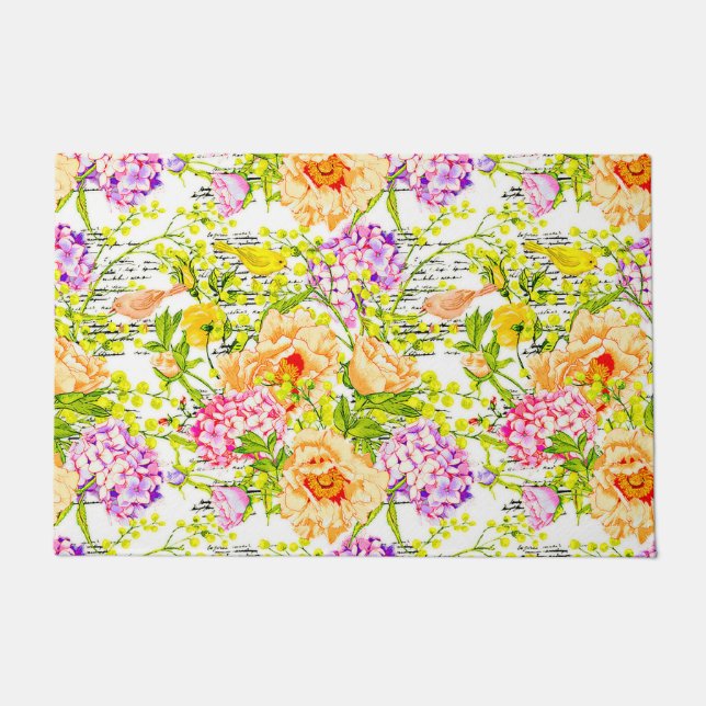 Vintage spring floral doormat (Front)