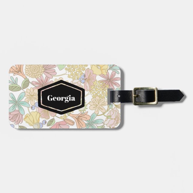 Vintage spring floral Personalized Luggage Tag (Front Horizontal)