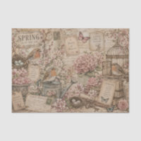 Vintage Spring Floral Robins Bird Handwritten Note
