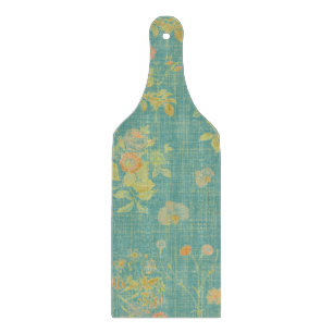 Vintage Spring Floral Teal Pattern Cutting Board