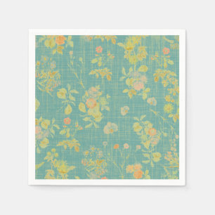 Vintage Spring Floral Teal Pattern Napkin