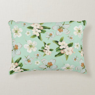 Vintage Spring Flower Blossoms Pattern Accent Pillow
