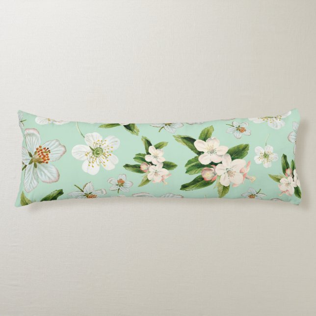 Vintage Spring Flower Blossoms Pattern Body Pillow (Front)