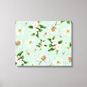 Vintage Spring Flower Blossoms Pattern Canvas Print