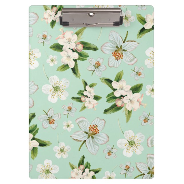 Vintage Spring Flower Blossoms Pattern Clipboard (Front)