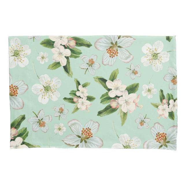 Vintage Spring Flower Blossoms Pattern Pillowcase (Front)