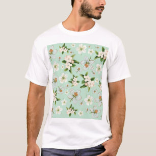 Vintage Spring Flower Blossoms Pattern T-Shirt