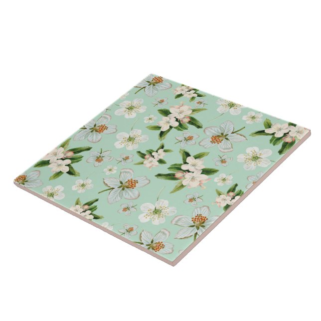 Vintage Spring Flower Blossoms Pattern Tile (Side)