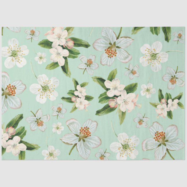 Vintage Spring Flower Blossoms Pattern Tissue Paper (Front)