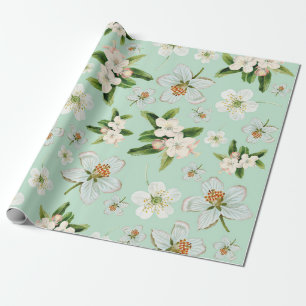 Vintage Spring Flower Blossoms Pattern Wrapping Paper