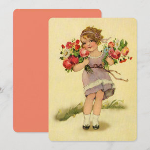 Vintage Spring Flower Girl Card