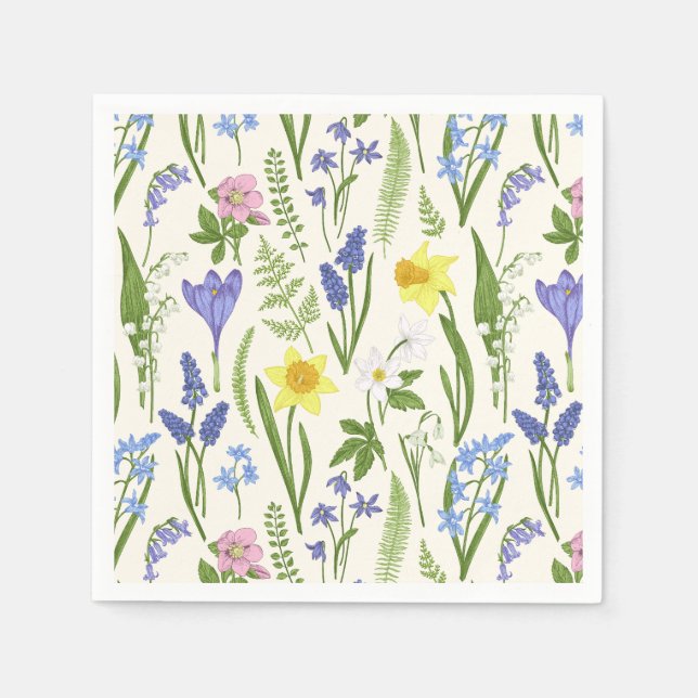 Vintage Spring flowers and Herbs  Napkin (Front)