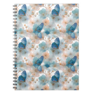 Vintage Spring Flowers & Blue Butterfly Notebook