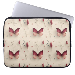 Vintage Spring Flowers & Blush Butterfly Laptop Sleeve