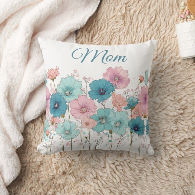 Vintage Spring Flowers for Mom Throw Pillow (Blanket)
