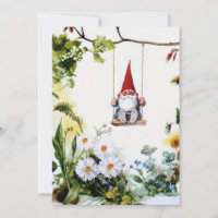 Vintage Spring Gnome Swinging On a Swing