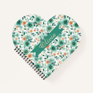 Vintage Spring Green Floral Personalized Notebook