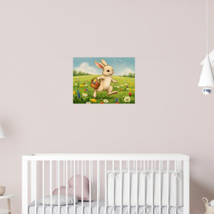 Vintage Spring Meadow Easter Bunny  Poster