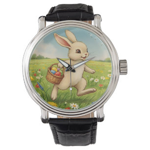 Vintage Spring Meadow Easter Bunny  Watch