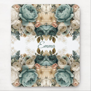 Vintage Spring Rose Garden Personalized Mouse Pad