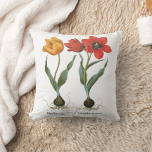 Vintage Spring Tulip Flowers by Basilius Besler Throw Pillow