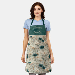 Vintage Spring Wildflowers & Butterfly for Family Apron