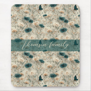 Vintage Spring Wildflowers & Butterfly for Family Mouse Pad