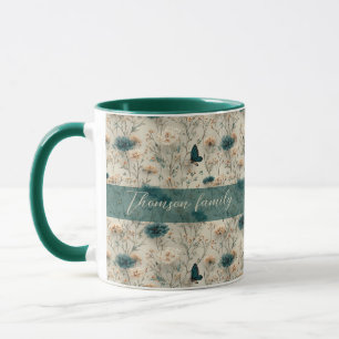 Vintage Spring Wildflowers & Butterfly for Family Mug