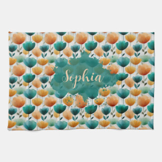 Vintage Spring Yellow and Green Floral Kitchen Towel