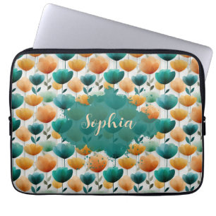 Vintage Spring Yellow and Green Floral Laptop Sleeve