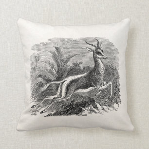 Vintage Springbok Antelope Gazelle Personalized Throw Pillow