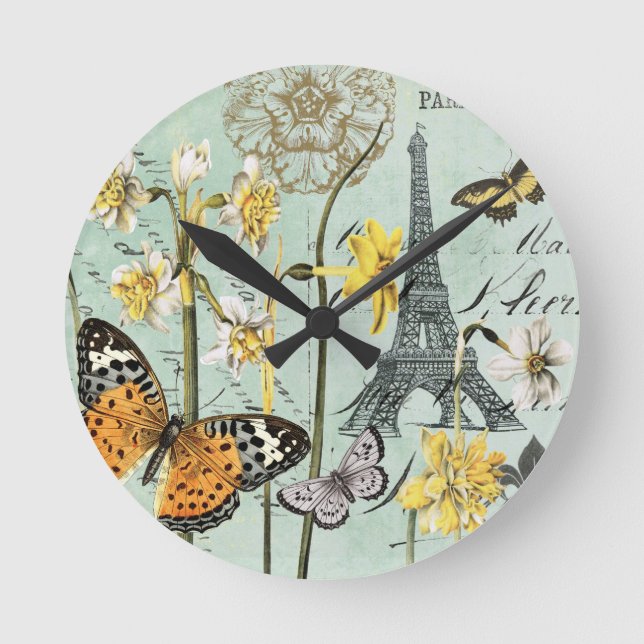 Vintage Springtime in Paris wall clock (Front)