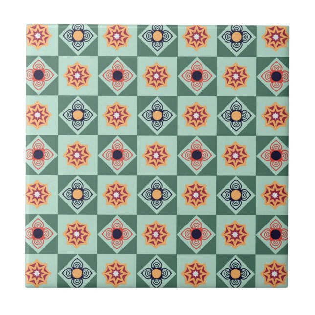 Vintage Square Retro Pattern Tile (Front)