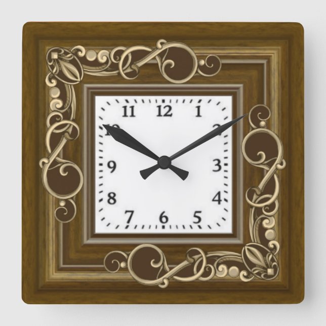 Vintage Square Wall Clock (Front)