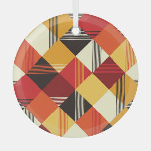 Vintage Squares: Simple Striped Seamless. Glass Ornament