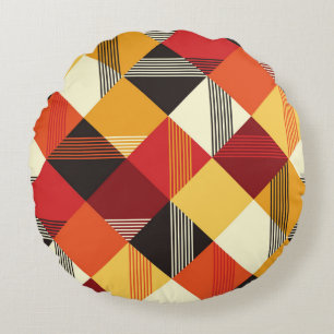 Vintage Squares: Simple Striped Seamless. Round Pillow