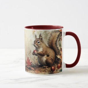 Vintage Squirrel and Acorns in Autumn Mug