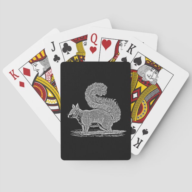 Vintage Squirrel Illustration - 1800's Squirrels Playing Cards (Back)