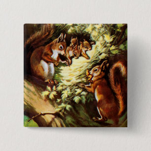 Vintage Squirrels 2 Inch Square Button
