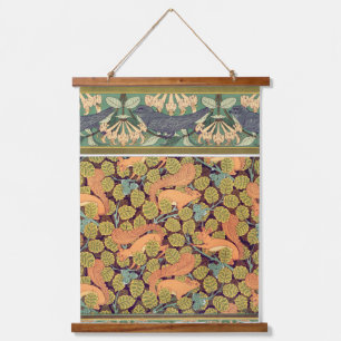 Vintage Squirrels and Blue Birds Nature art  Hanging Tapestry