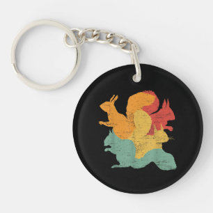 Vintage Squirrels Funny Forest Animal Rodent Lover Keychain
