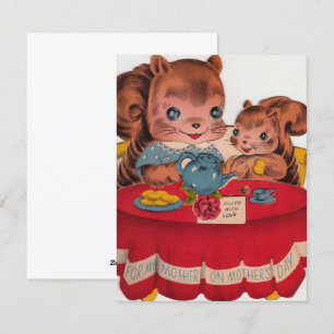 Vintage Squirrels Happy Mothers Day Holiday Card