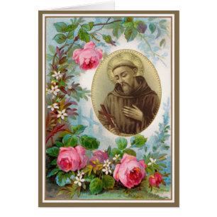 Vintage St. Francis of Assisi with Crucifix Roses