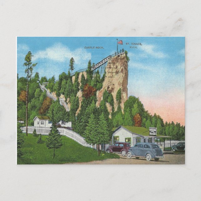 Vintage St. Ignace Michigan Postcard (Front)