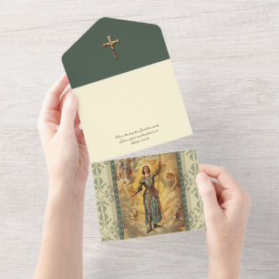 Vintage St. Joan of Arc  Religious Scripture       All In One Invitation