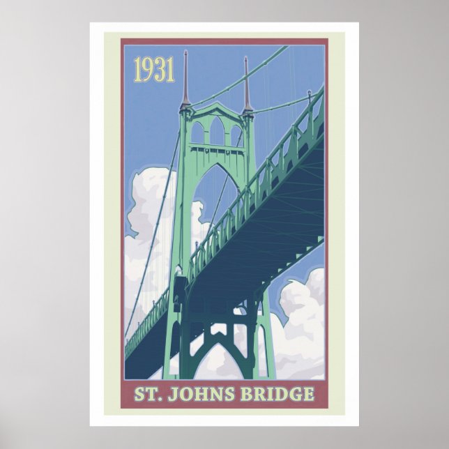 Vintage St. Johns Bridge Travel Poster (Front)