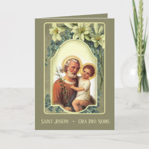 Vintage St. Joseph  Floral Memorare Prayer Card