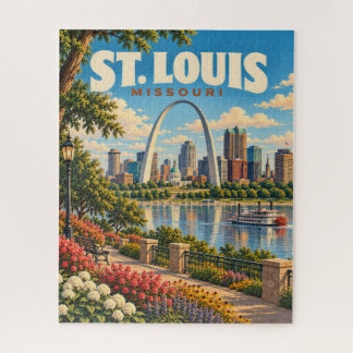 Vintage St. Louis Missouri Gateway Arch Travel Jigsaw Puzzle