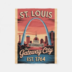 Vintage St. Louis Missouri Retro Travel Poster Fleece Blanket