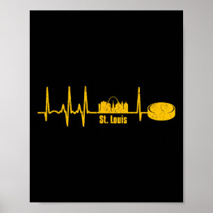Vintage St. Louis Missouri Skyline Heartbeat Hocke Poster
